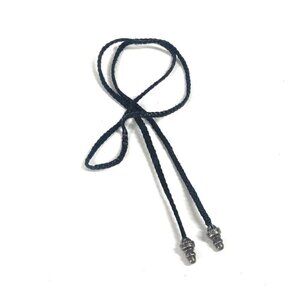 CHROME HEARTS Leather Cord Braid Choker Necklace Leather Black